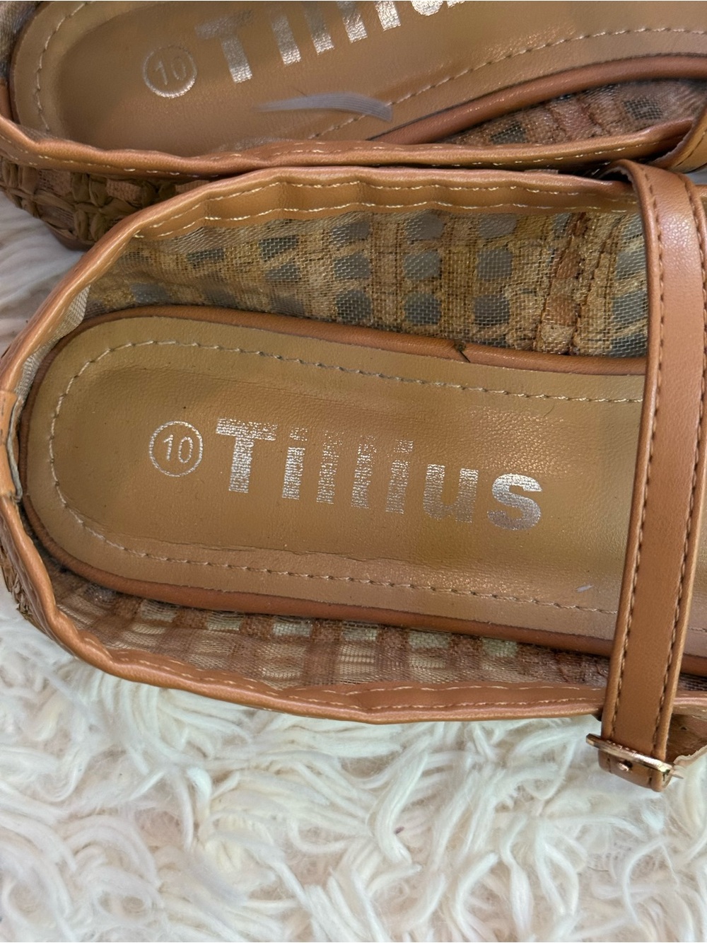 Tillus Woven Mesh Mary Jane Flats Brown Square Toe Shoes Women’s Size 10 - Picture 5 of 8